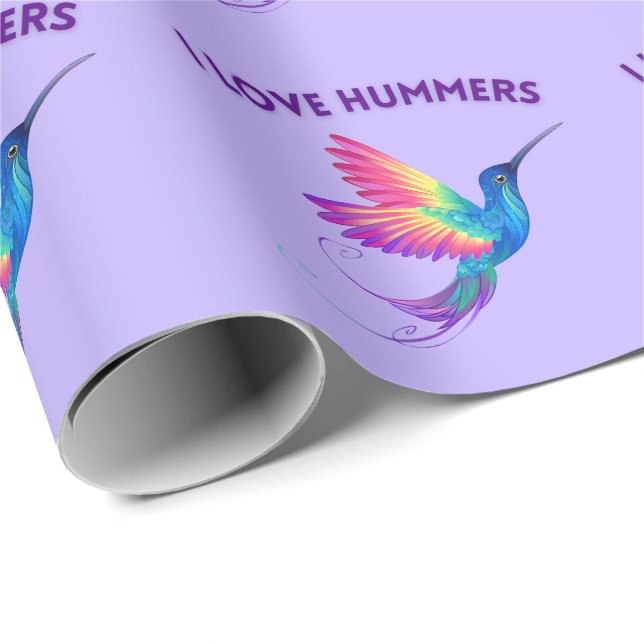 I Kärlek Hummers Exotic Rainbow Hummingbird Flygan Presentpapper (Rullad Hörn)
