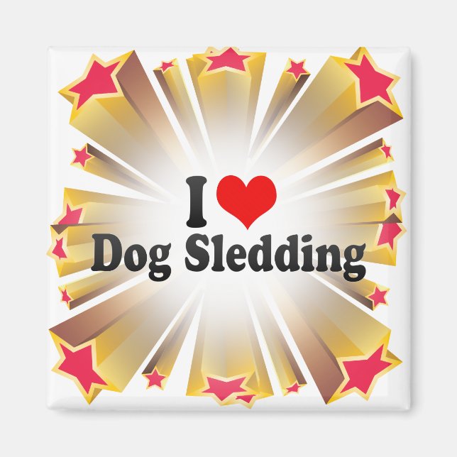 I Kärlek Hund Sledding Magnet (Framsidan)