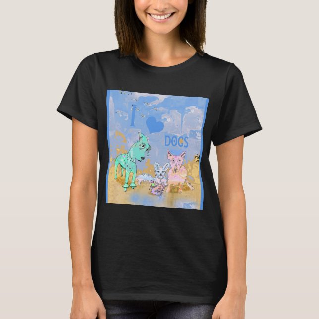 I Kärlek Hundar Chiffon Top T Shirt (Framsida)