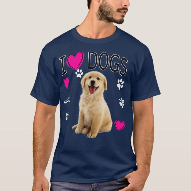 I Kärlek Hundar Golden Labrador-hämtning T Shirt (Framsida)
