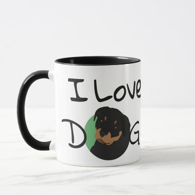 I Kärlek Hundar Rottweiler Heart Mugg (Vänster)