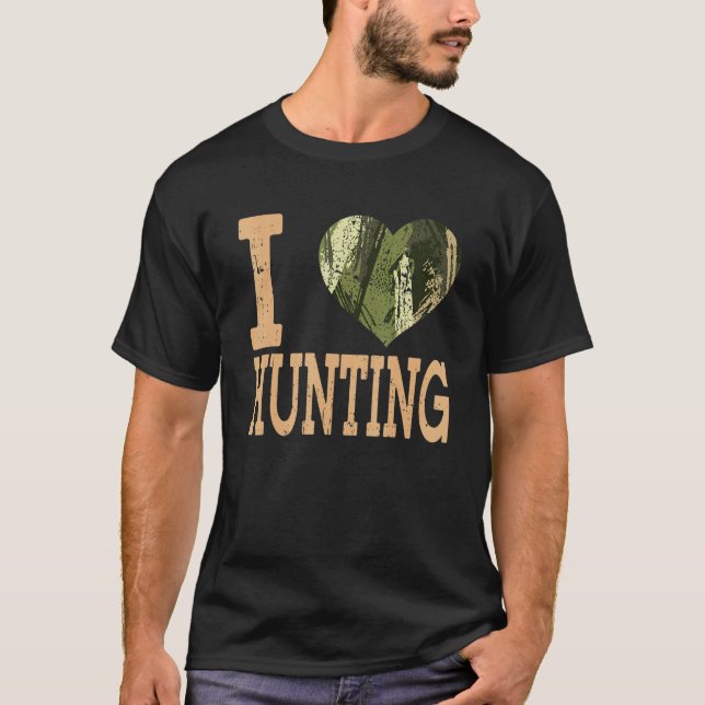 I Kärlek Hunting Camo Heart Hunter T Shirt (Framsida)