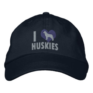 I Kärlek Huskies Blue Broderad Keps