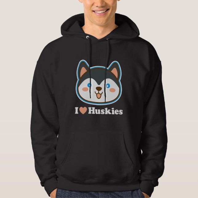 I Kärlek Huskies Hoodie (Framsida)