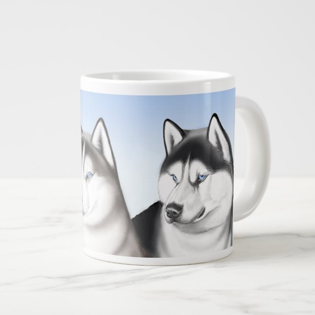 I Kärlek Husky Hundar Jumbo Mugg (Framsida höger)