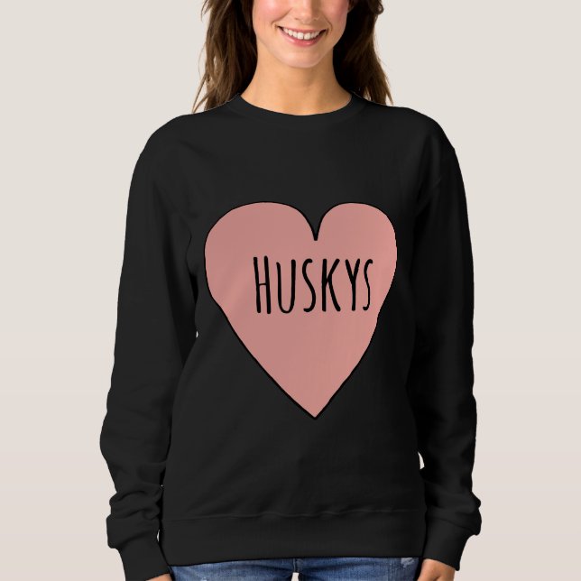 I Kärlek Huskys Cute Husky Hund Heart Shape Valen T Shirt (Framsida)