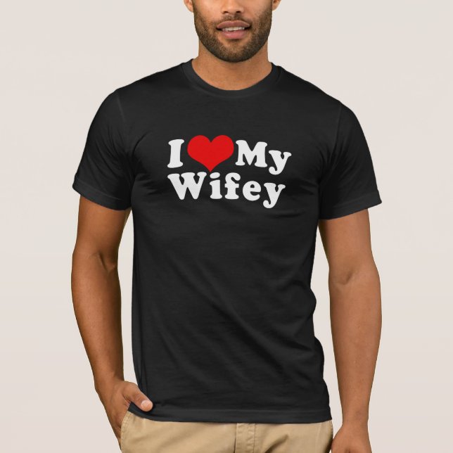 I Kärlek (I Heart) Min fru Alla hjärtans dag Tee Shirt (Framsida)