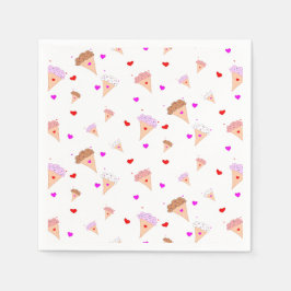 I Kärlek Ice Cream, Cones Hearts Flavors Mönster Pappersservett