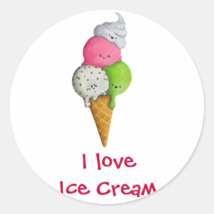 I kärlek Ice Cream Runt Klistermärke