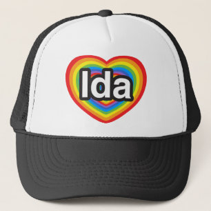 I kärlek Ida. Jag kärlek du Ida. Hjärta Truckerkeps