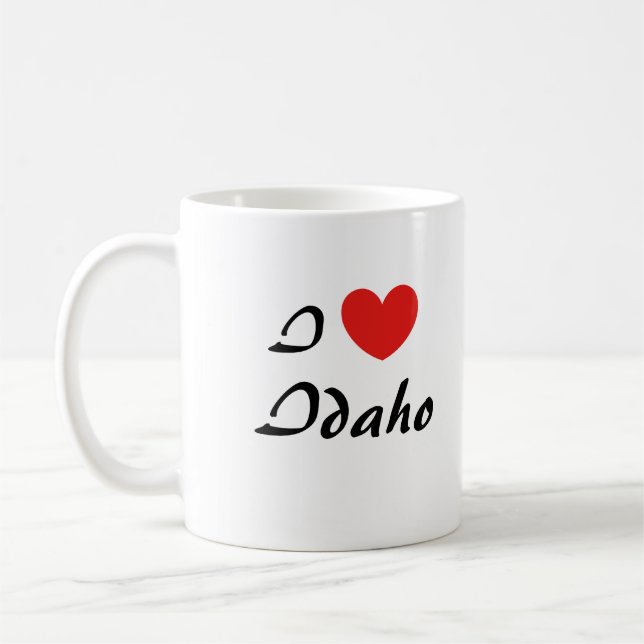 I Kärlek Idaho Heart Typography Coffee Mugg (Vänster)