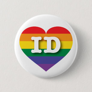 I Kärlek Idaho Rainbow Heart Knapp