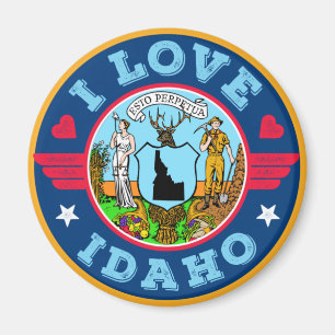 I Kärlek Idaho-staten Karta och Flagga Magnet