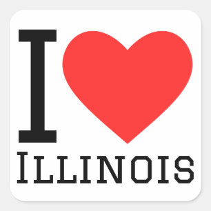 I kärlek Illinois Fyrkantigt Klistermärke