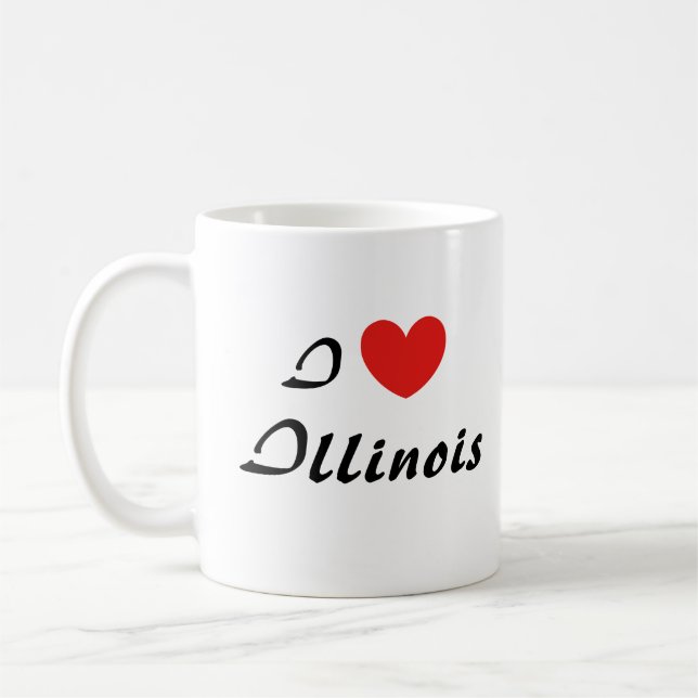 I Kärlek Illinois Heart Typography Coffee Mugg (Vänster)