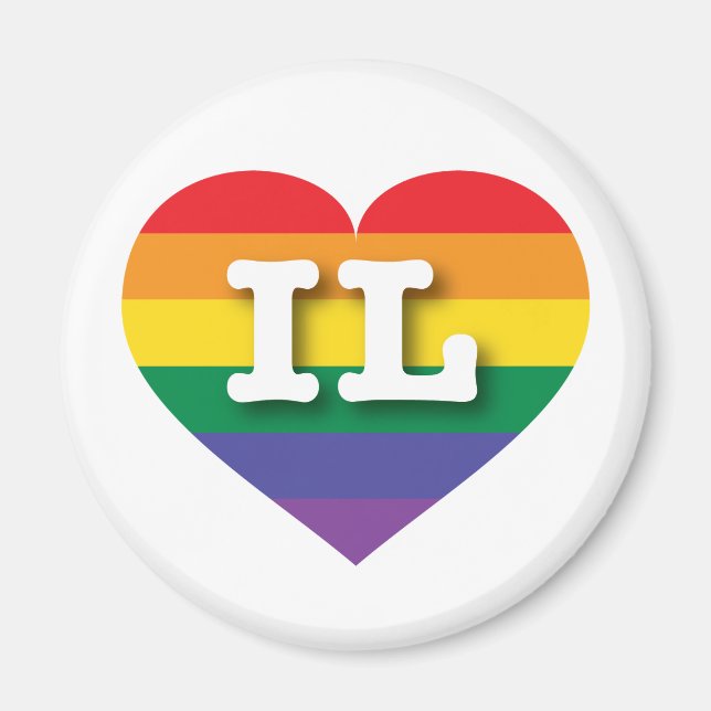 I Kärlek Illinois Rainbow Heart Magnet (Framsidan)
