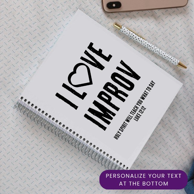 I KÄRLEK IMPROV Christian Evangelism Journal Anteckningsbok (Simple I LOVE IMPROV personalized Notebook with CUSTOMIZABLE Christian text. Ideal Christian gift.)