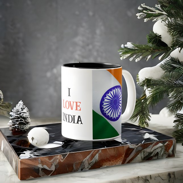 I KÄRLEK INDIA FLAGGA Två-Tonad MUGG (Skapare uppladdad)