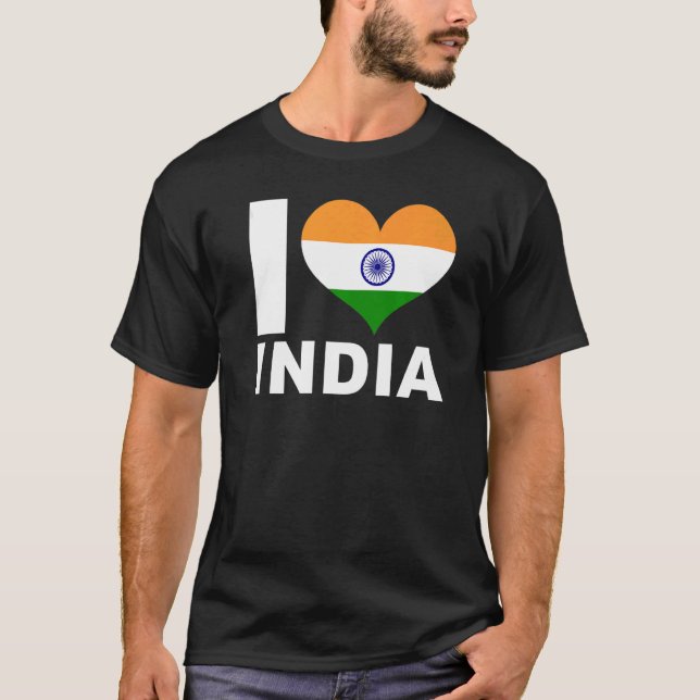 I Kärlek India Heart Flagga India T Shirt (Framsida)