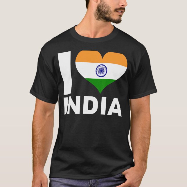I Kärlek India Heart Flagga India T Shirt (Framsida)