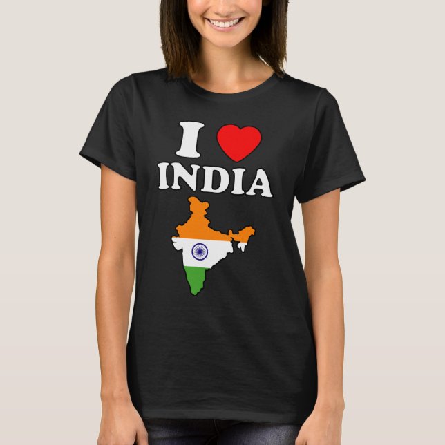 I kärlek india hjärta bharat karta flagga hindusta t shirt (Framsida)