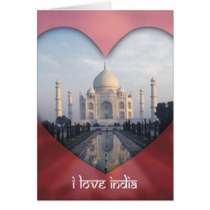 "I Kärlek India" Taj Mahal Heart Hälsningskort