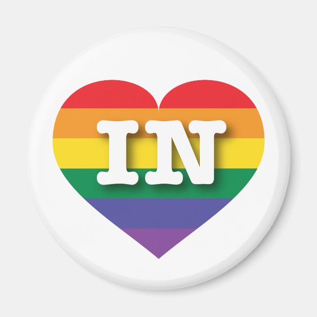 I Kärlek Indiana Rainbow Heart Magnet (Framsidan)