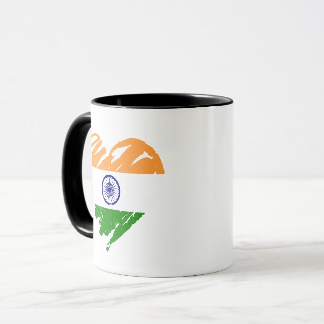 I Kärlek Indien - Indiska Flagga hjärtform Mugg (Framsida vänster)