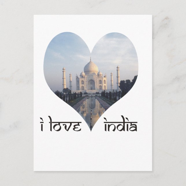 I Kärlek Indien med Taj Mahal Vykort (Framsida)