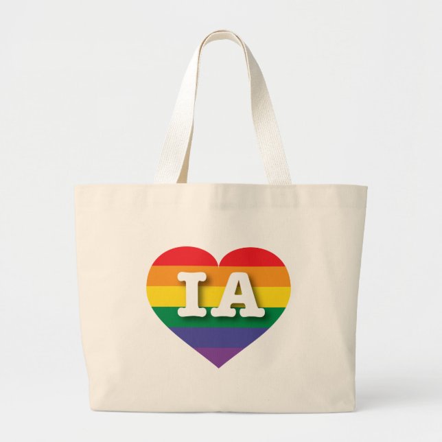 I kärlek Iowa Gay pride Rainbow Heart Jumbo Tygkasse (Framsidan)