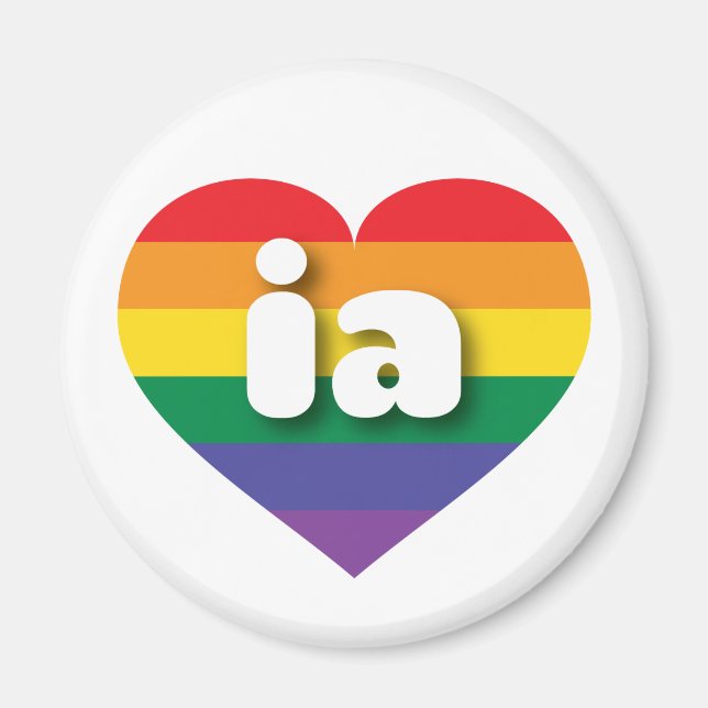 I Kärlek Iowa Rainbow Heart Magnet (Framsidan)
