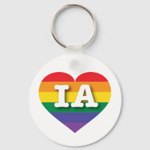 I Kärlek Iowa Rainbow Heart Nyckelring