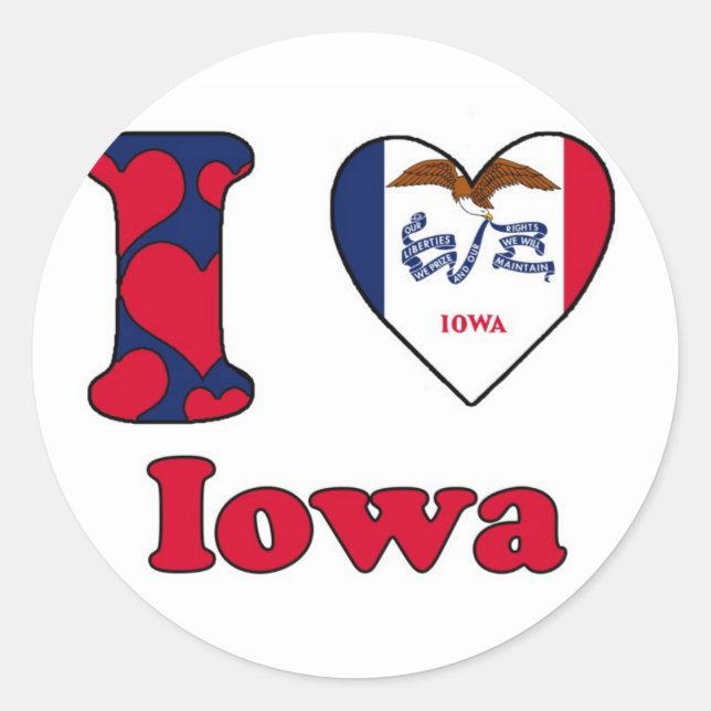 I kärlek Iowa Runt Klistermärke (Framsida)