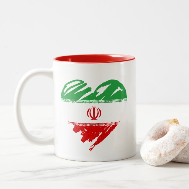 I Kärlek Iran - Irans Flagga Heart Shape Två-Tonad Mugg (Med munk)