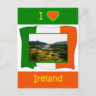 I kärlek Ireland Flagga Kerry Ireland WhiteBackgro Vykort