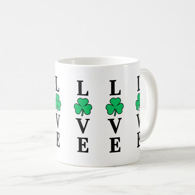 I Kärlek Ireland Shamrock Klöver Löv Enkel Elegant Kaffemugg (Framsida höger)