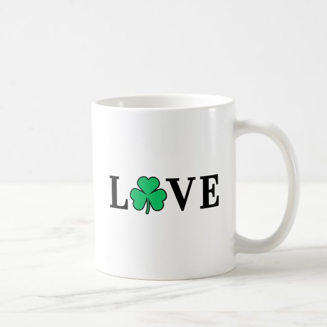 I Kärlek Ireland Shamrock Klöver Löv Enkel Elegant Kaffemugg (Höger)