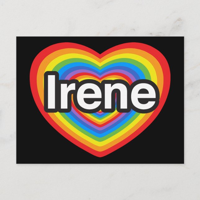 I kärlek Irene. Jag kärlek du Irene. Hjärta Vykort (Framsida)