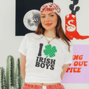 I Kärlek Irish Boys Funny Shamrock St patricks day T Shirt