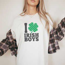 I Kärlek Irish Boys Funny Shamrock St patricks day T Shirt