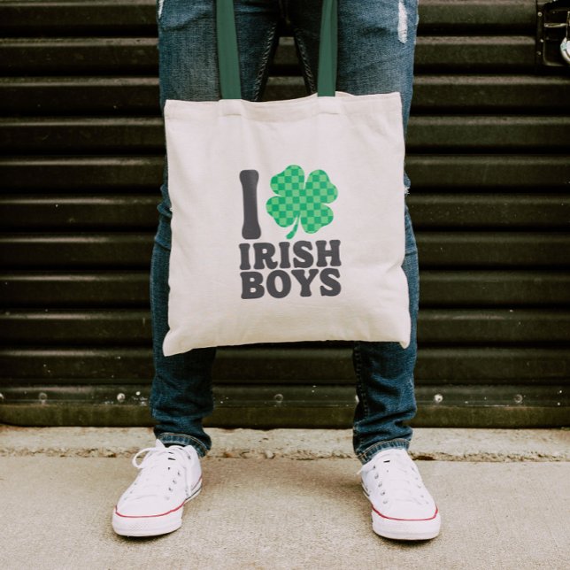 I Kärlek Irish Boys Funny Shamrock St patricks day Tygkasse (Skapare uppladdad)