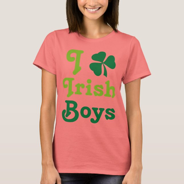I Kärlek Irish Boys Shamrock Grönt Tee (Framsida)