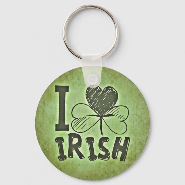 I Kärlek Irish Button Keychain Nyckelring (Framsida)
