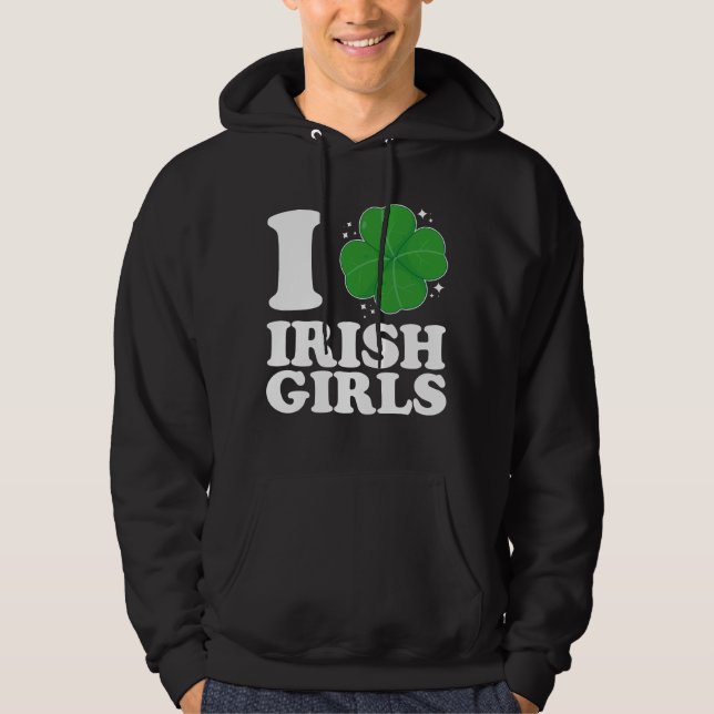 I Kärlek Irish Girls Shamrock Heart St patrick's d Hoodie (Framsida)