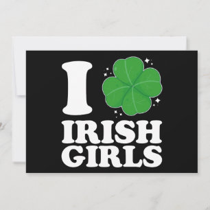 I Kärlek Irish Girls Shamrock Heart St patrick's d Inbjudningar