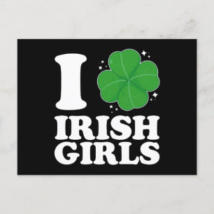 I Kärlek Irish Girls Shamrock Heart St patrick's d Vykort