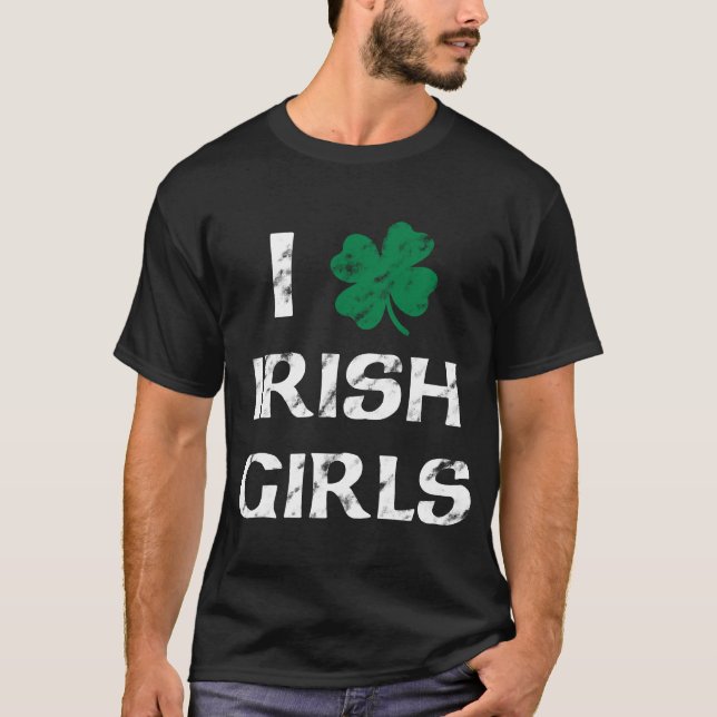 I Kärlek Irish Girls Vintage Shirt T-shirt (Framsida)