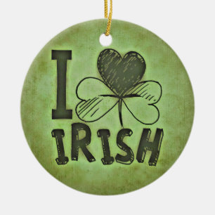 I Kärlek Irish Ornamround Julgransprydnad Keramik