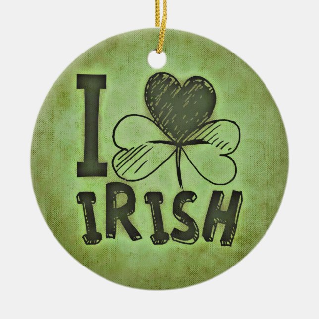I Kärlek Irish Ornamround Julgransprydnad Keramik (Framsidan)
