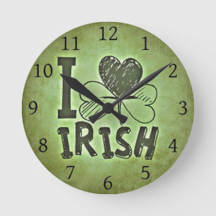 I Kärlek Irish Rund Klocka